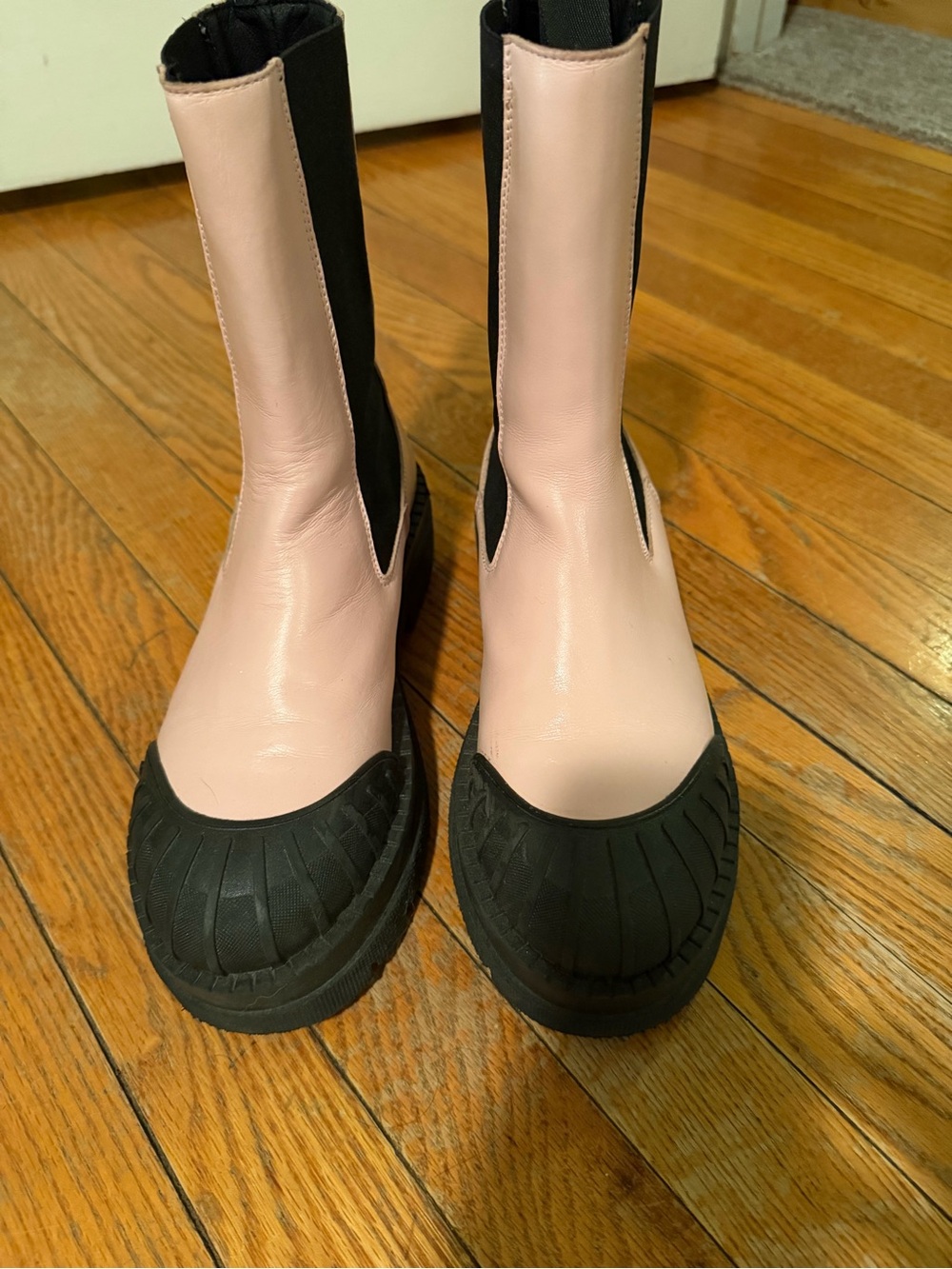 Anthropologie women’s Pink leather and Black Mid-Calf Chelsea Boots - Women